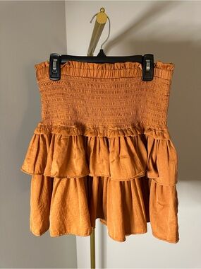 EUC! HYFVE Tiered Smocked Mini Skirt in Rust Orange